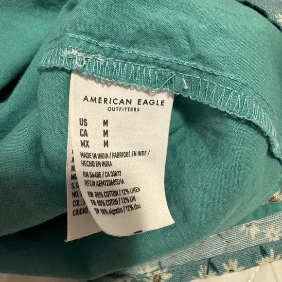 American Eagle Outfitters Teal Floral Spaghetti Strap Dress Size Medium - Picture 7 of 7